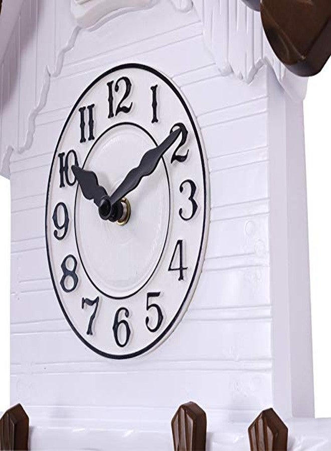 Three Secondz Open and Close Door Plastic Cuckoo Analog Wall Clock White with Brown Pack of 1 (NO Music ON/Off Button, Read Description Before Placing Order) - Image 3